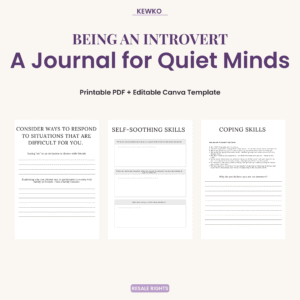 Being an Introvert Journal printable PDF and editable Canva template