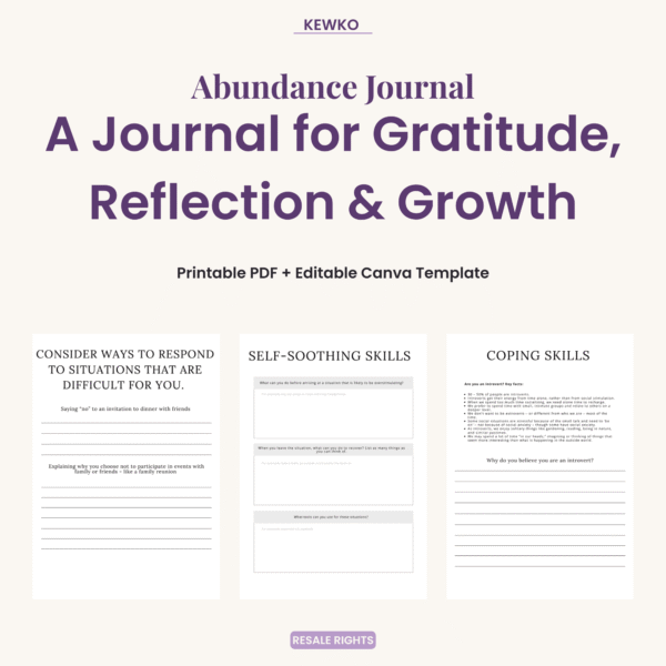 Abundance Journal printable PDF and editable Canva template