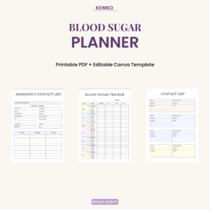Editable Blood Sugar Planner Canva template for customization
