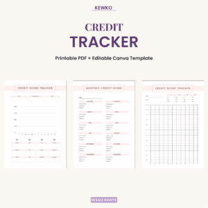Credit Tracker printable PDF and editable Canva credit planner template