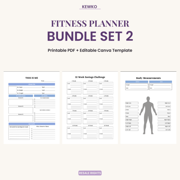 fitness planner bundle set 2